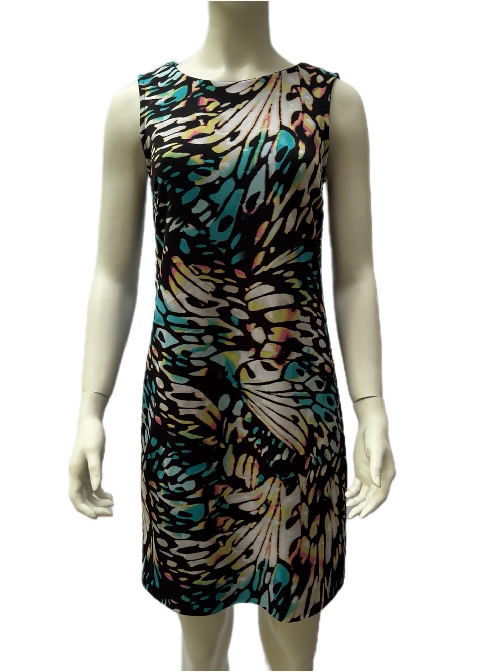 Worthington Women's Small Abstract Multicolor Butterfly Sleeveless Sheath Dress